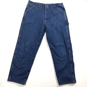 Wrangler Fleece Lined Work Jeans Baggy Blue Denim 36x32 Workwear Carpenter Warm